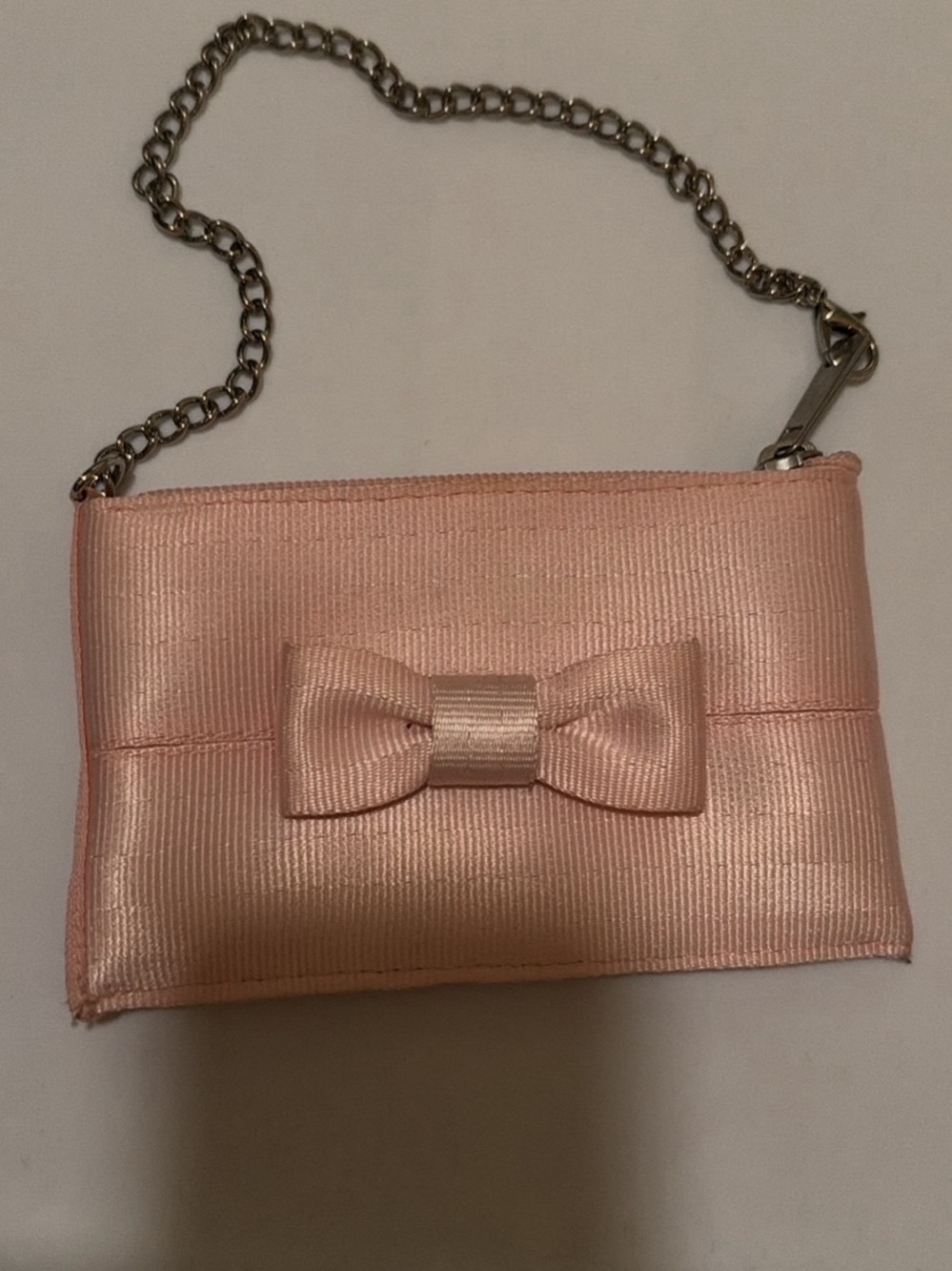 Harveys Blush Pink Bow Chain Wristlet